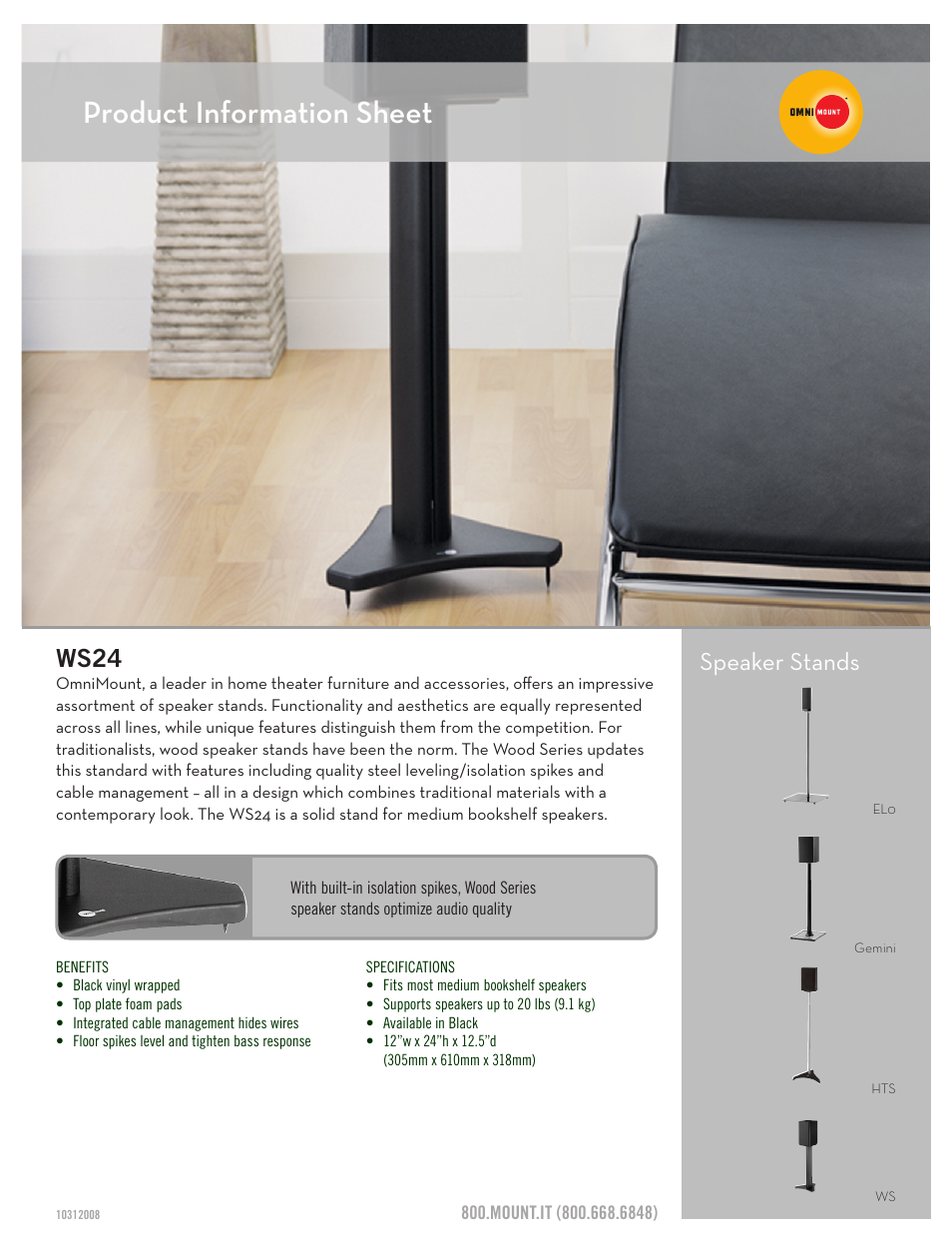 Omnimount WS24 Sales Sheet User Manual | 3 pages