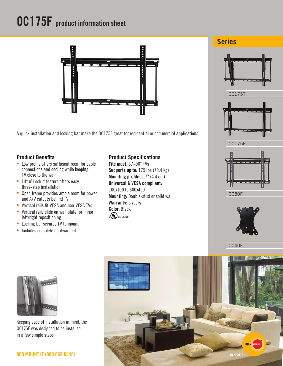 Omnimount OC175F Sales Sheet User Manual | 2 pages