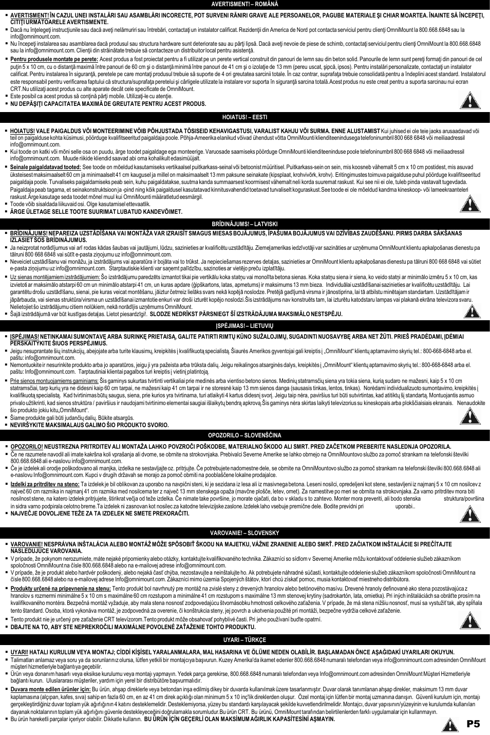 Omnimount ULPC-L Manual ru User Manual | Page 5 / 36