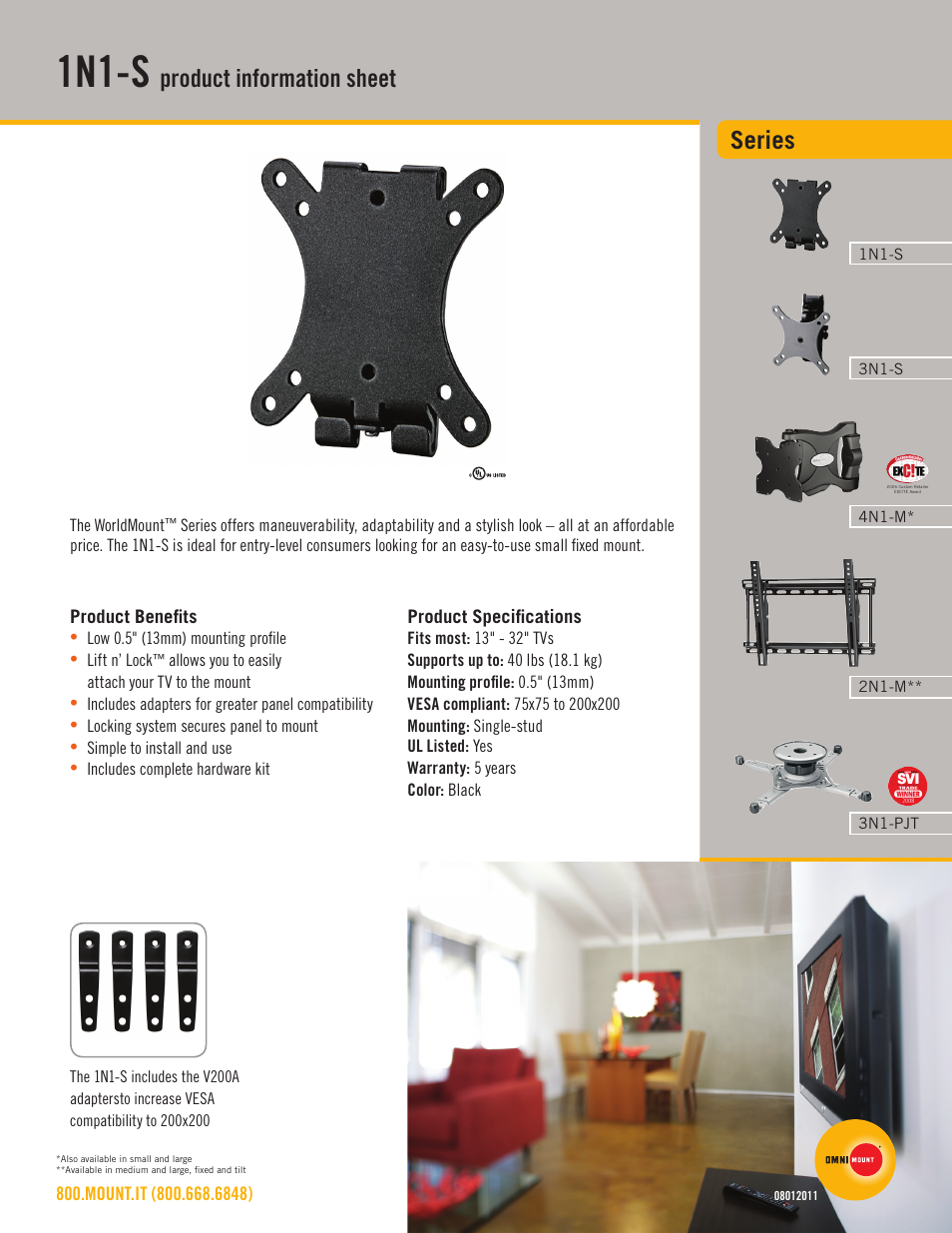 Omnimount 1N1-S Sales Sheet User Manual | 2 pages