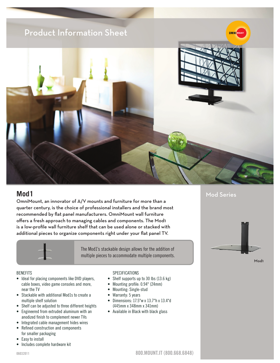 Omnimount MOD1 Sales Sheet User Manual | 3 pages