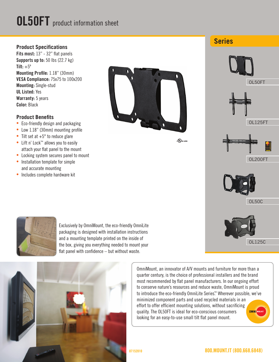 Omnimount OL50FT Sales Sheet User Manual | 3 pages