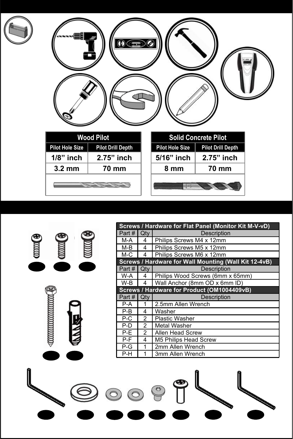 Tools needed contents, Wood pilot | Omnimount ULPC-S Manual ru User Manual | Page 10 / 32