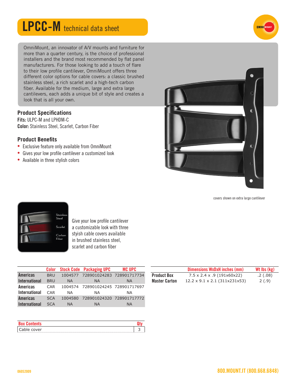 Omnimount LPCC-M Sales Sheet User Manual | 1 page