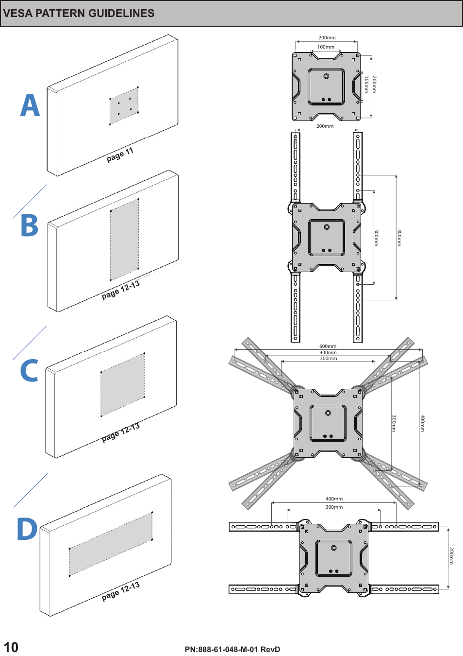Ab c d, Vesa pattern guidelines | Omnimount OC120FM Manual ru User Manual | Page 10 / 24
