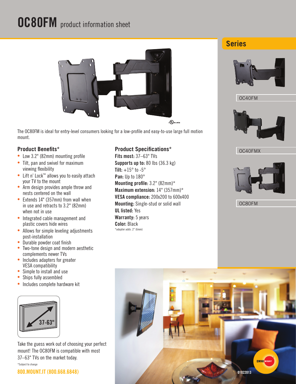 Omnimount OC80FM Sales Sheet User Manual | 2 pages