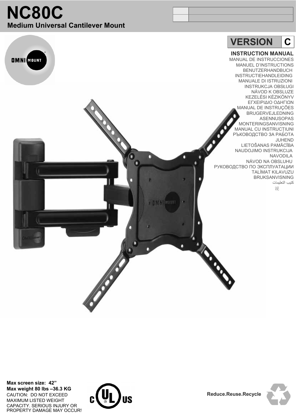 Omnimount NC80C Manual ru User Manual | 28 pages