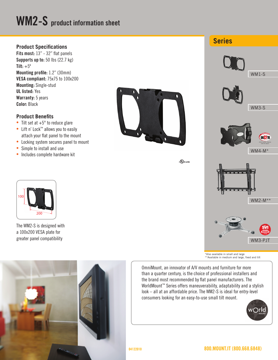 Omnimount WM2-S Sales Sheet User Manual | 3 pages