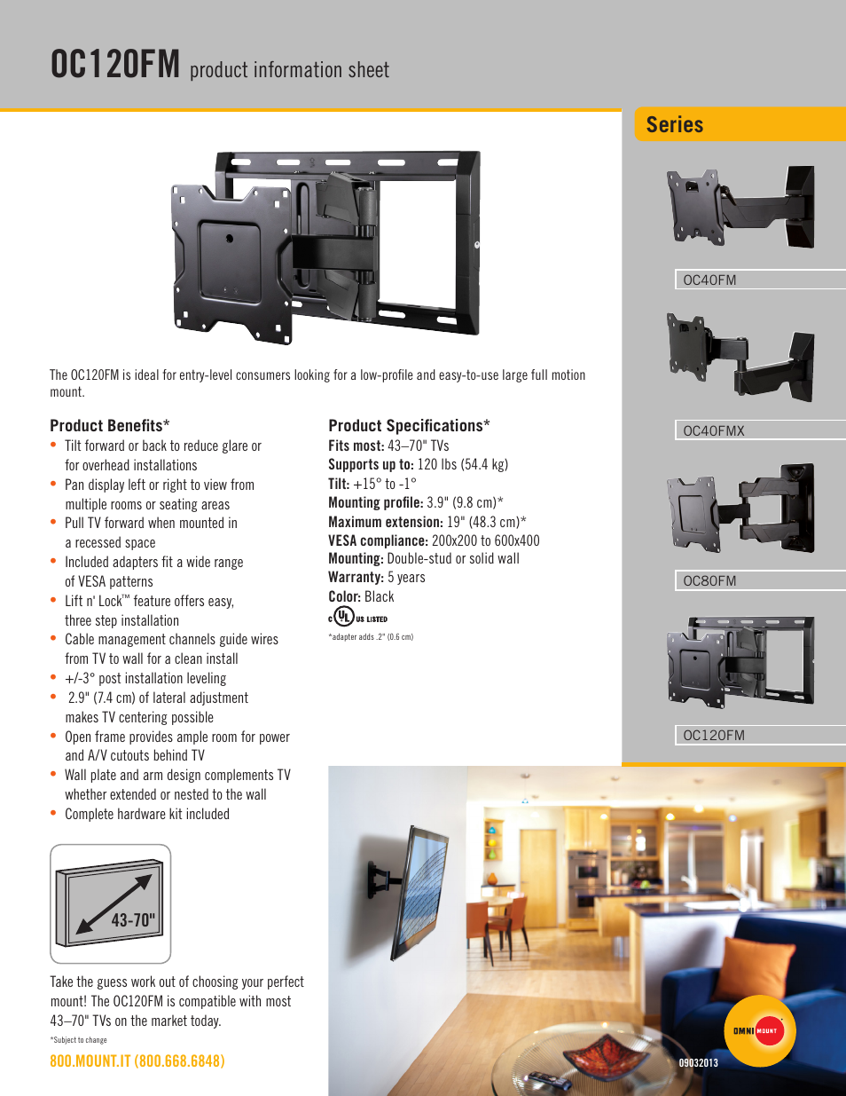 Omnimount OC120FM Sales Sheet User Manual | 2 pages