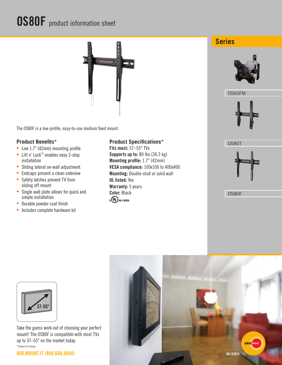 Omnimount OS80F Sales Sheet User Manual | 2 pages