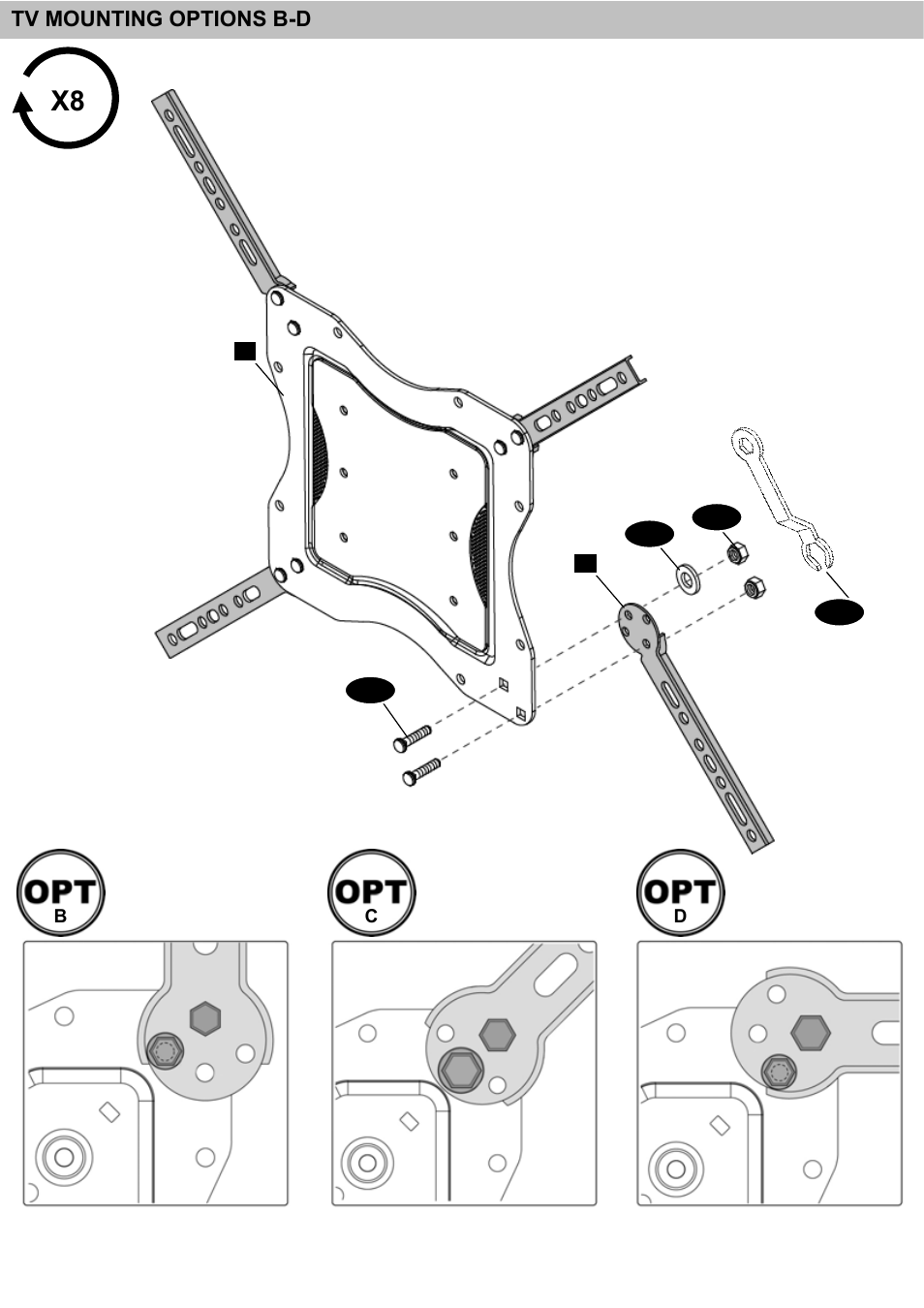 Tv mounting options b-d | Omnimount NC100C Manual ru User Manual | Page 14 / 28