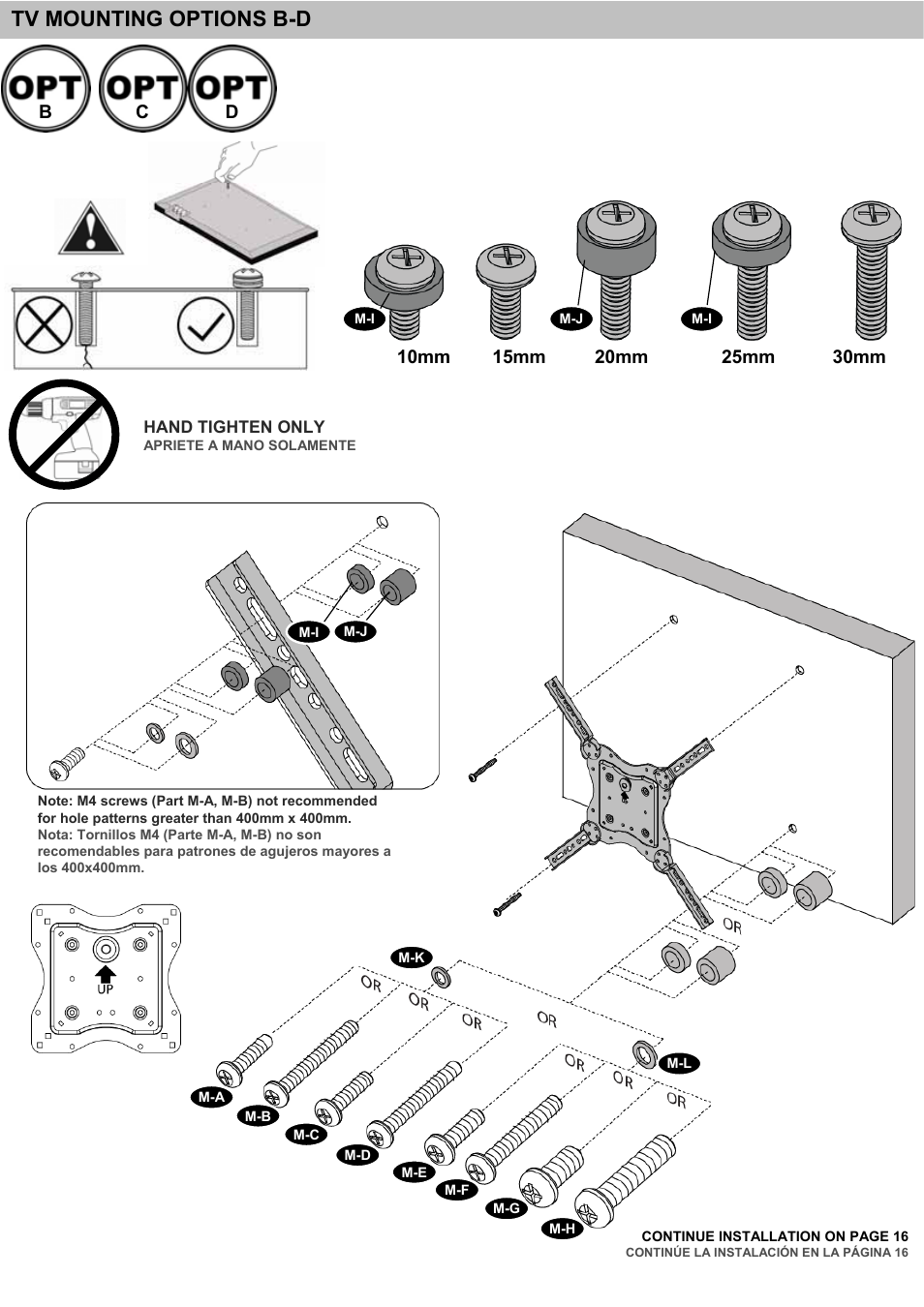 Tv mounting options b-d | Omnimount NC100C Manual ru User Manual | Page 15 / 28