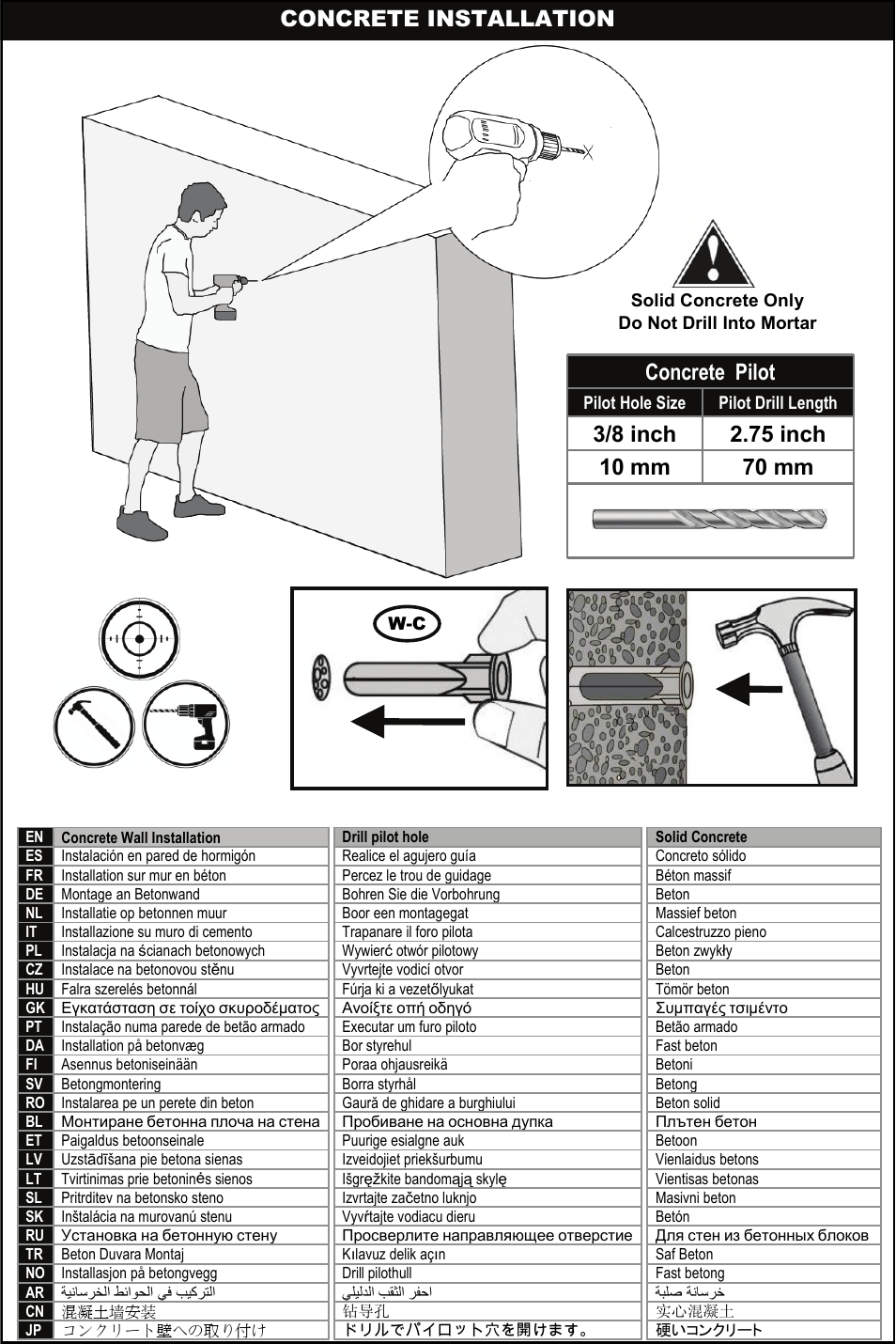 Concrete installation, Concrete pilot | Omnimount 4N1-L Manual ru User Manual | Page 18 / 40