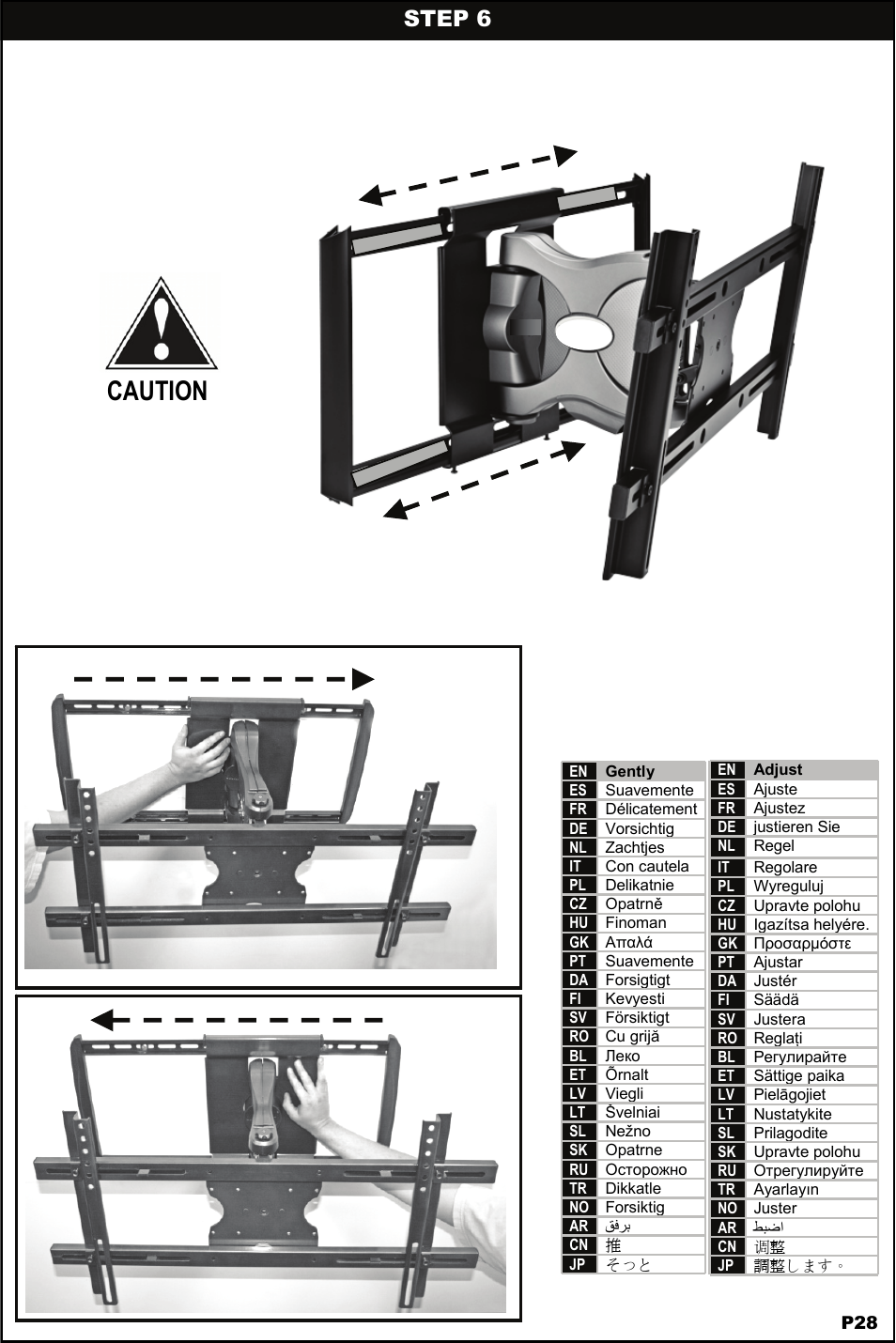 Caution, Step 6 | Omnimount 4N1-L Manual ru User Manual | Page 28 / 40