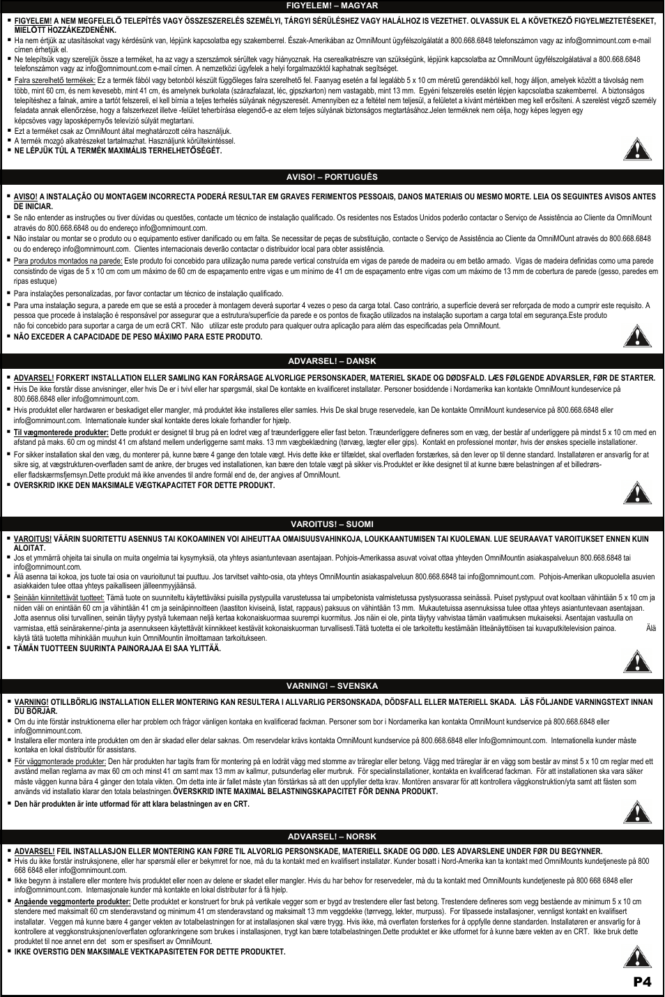 Omnimount 4N1-L Manual ru User Manual | Page 4 / 40