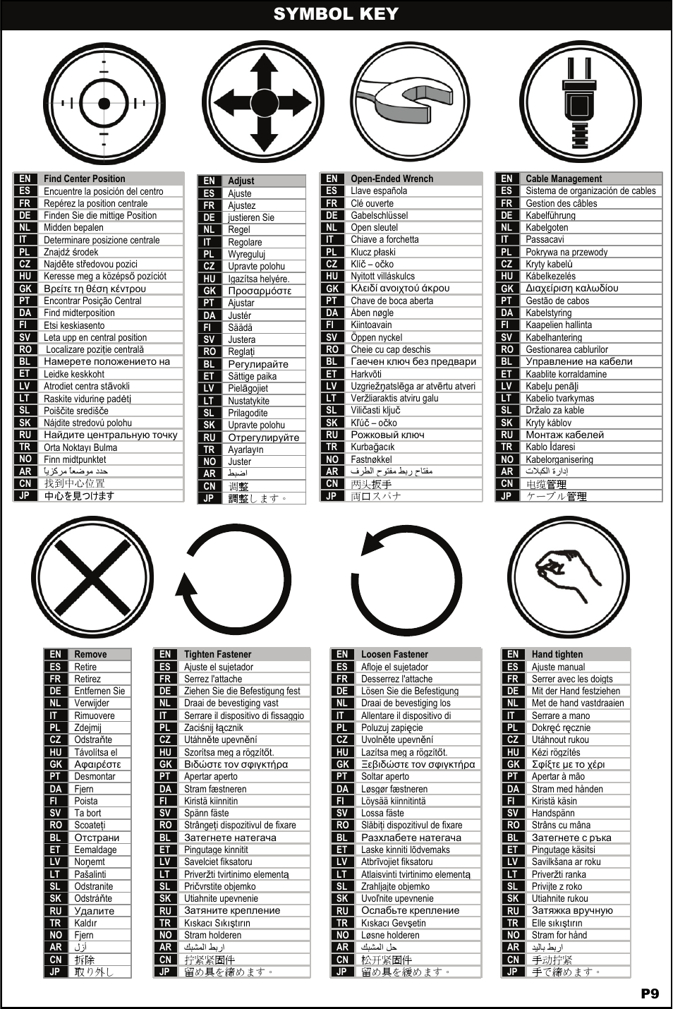 Symbol key | Omnimount 4N1-L Manual ru User Manual | Page 9 / 40