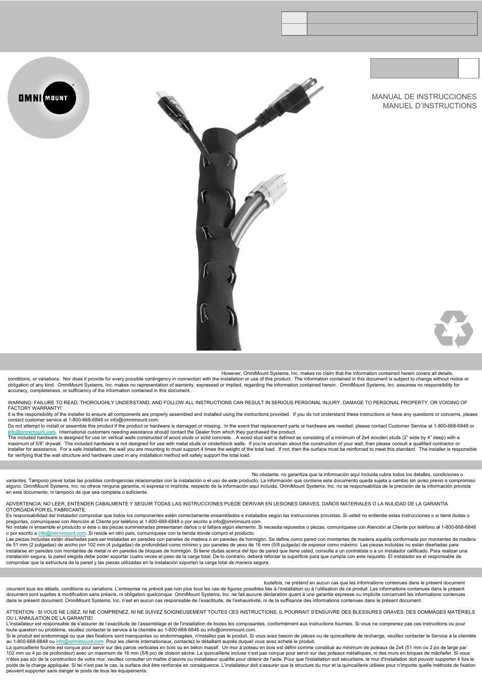 Omnimount OECMS Manual es User Manual | 4 pages