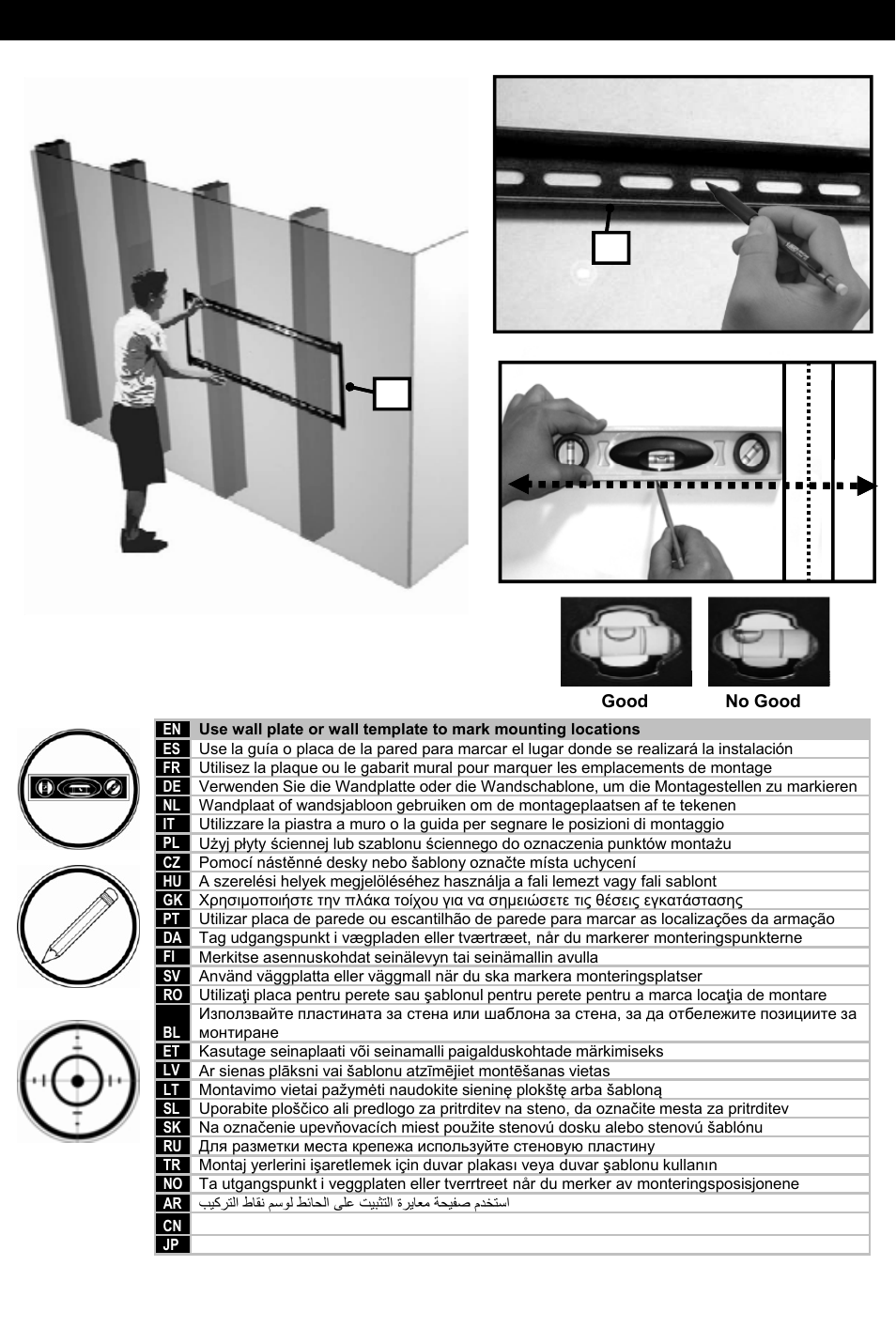 Wood stud installation 2 2 | Omnimount 2N1-L Manual ru User Manual | Page 14 / 28