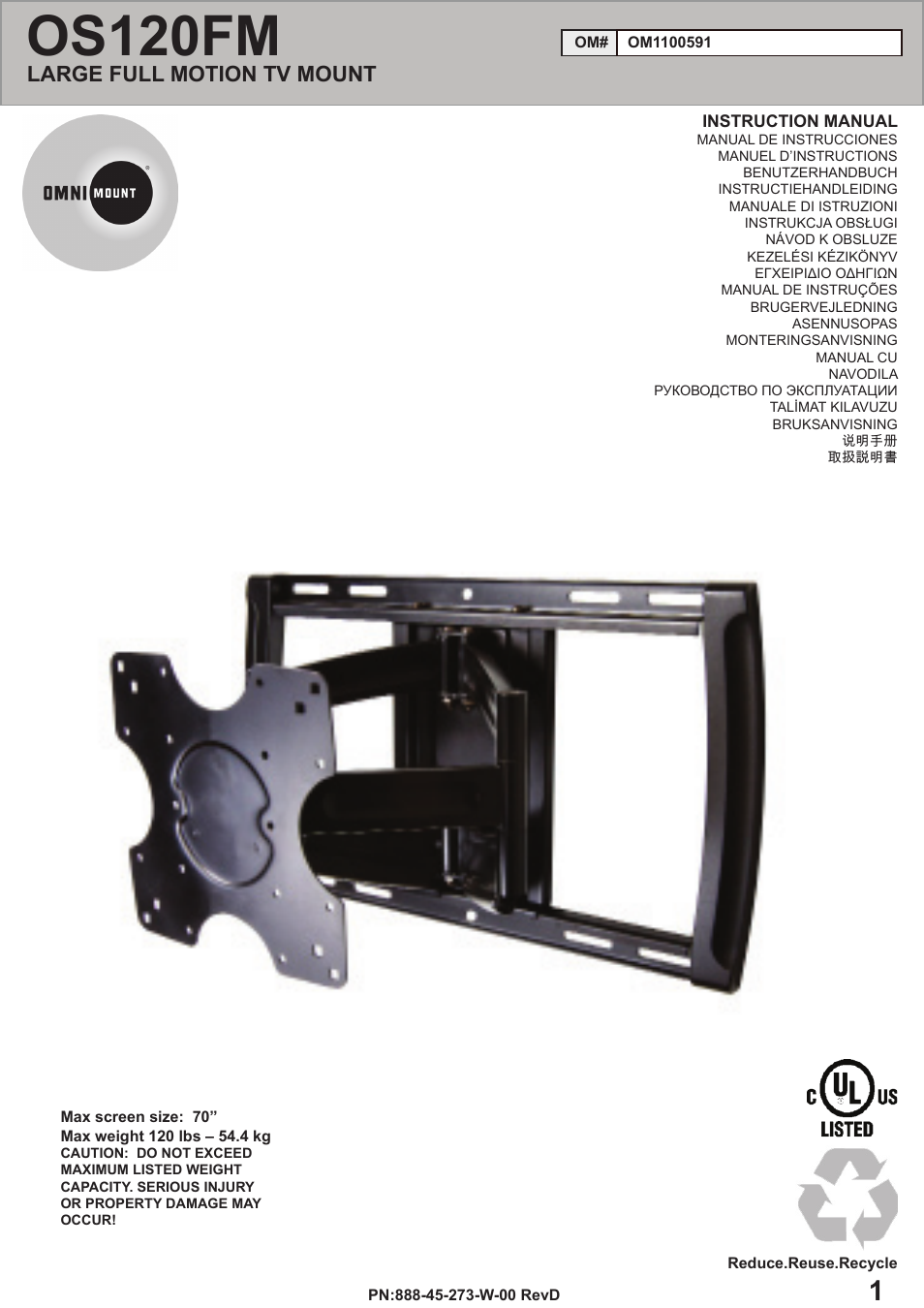 Omnimount OS120FM Manual ru User Manual | 24 pages