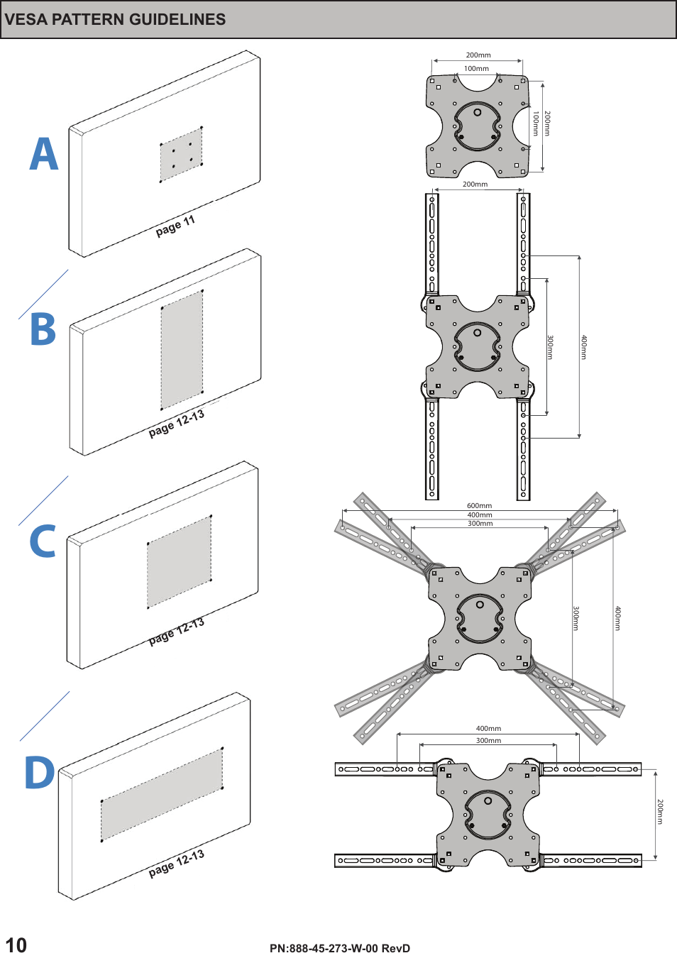 Ab c d, Vesa pattern guidelines | Omnimount OS120FM Manual ru User Manual | Page 10 / 24