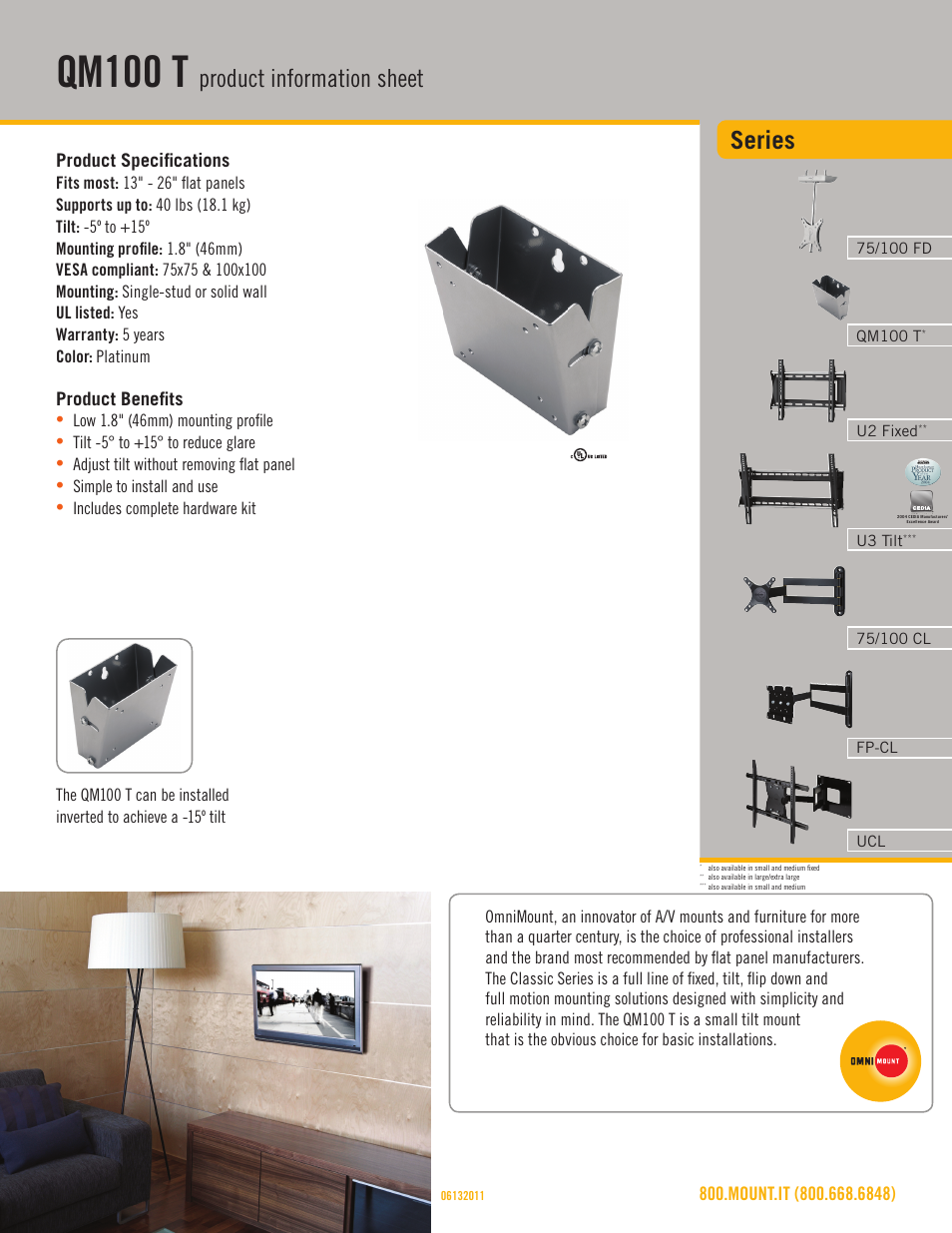 Omnimount QM100-T Sales Sheet User Manual | 3 pages
