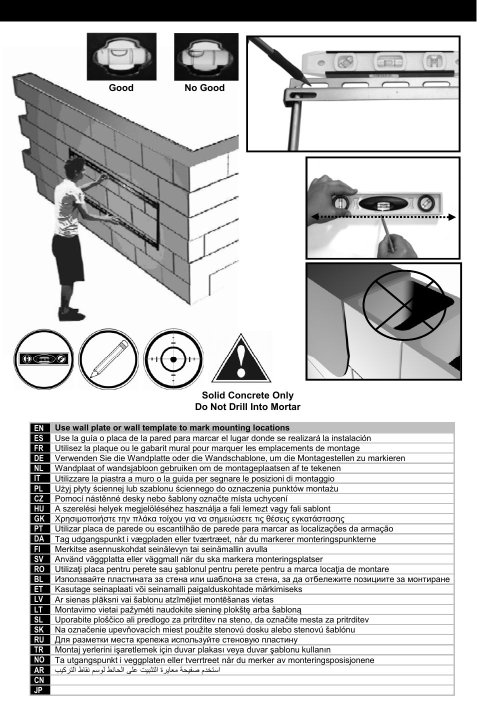 Solid concrete installation | Omnimount 1N1-L Manual ru User Manual | Page 16 / 24