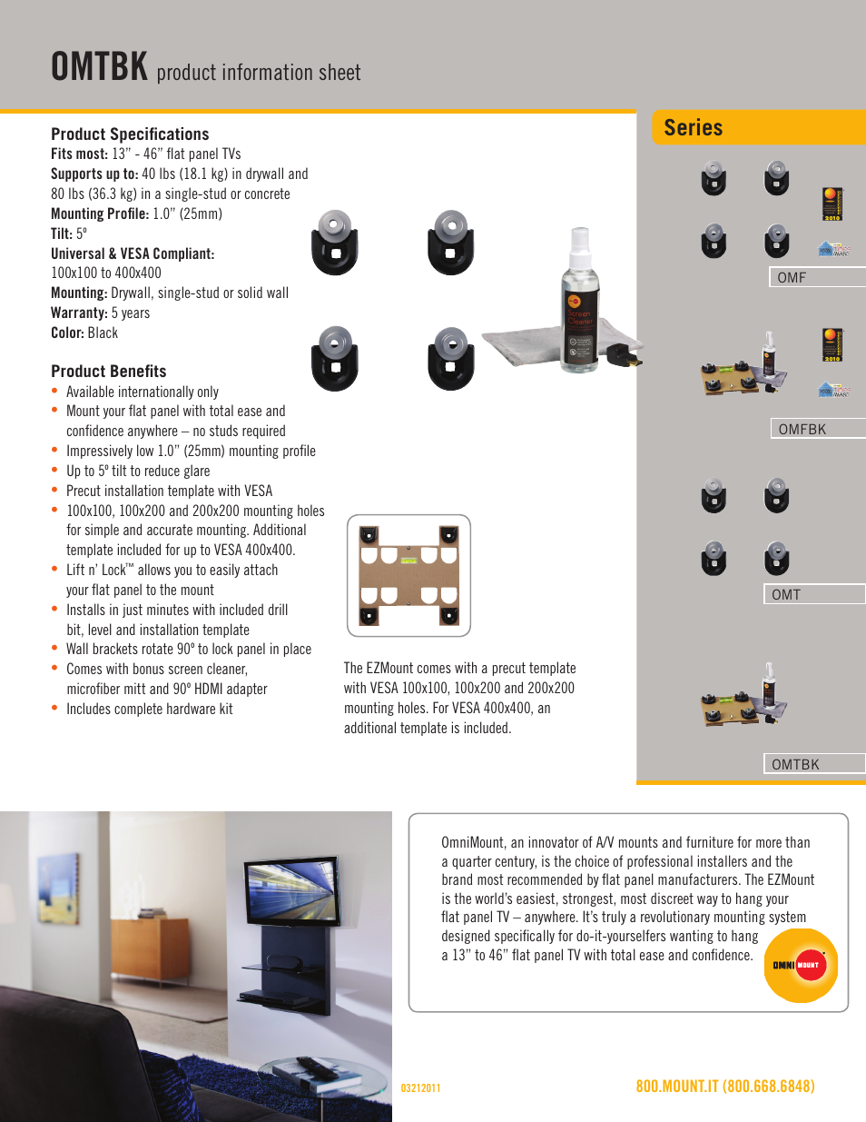 Omnimount OMTBK Sales Sheet User Manual | 3 pages