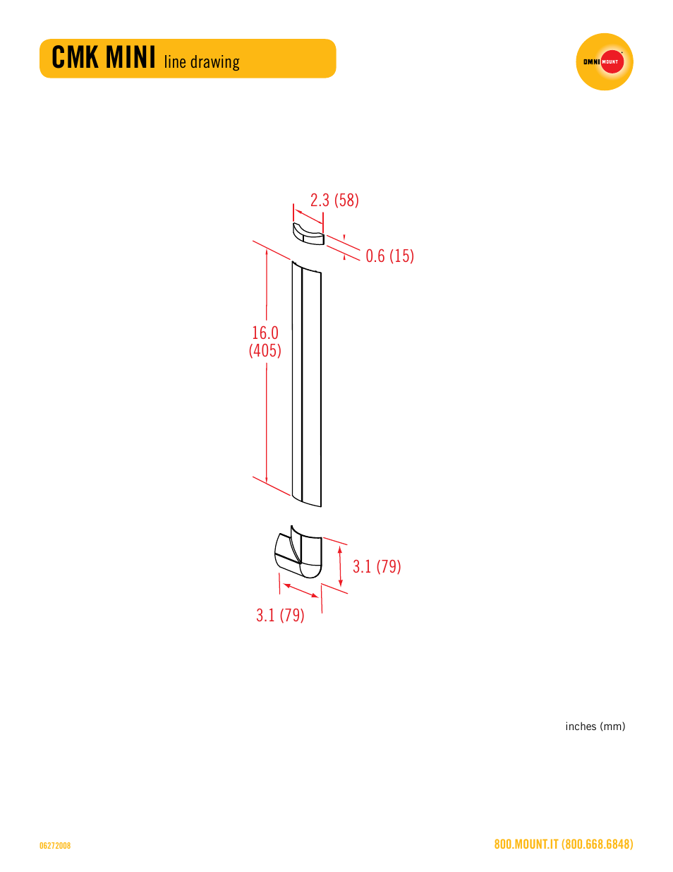 Cmk_mini_line_drawing_sheet.pdf, Cmk mini | Omnimount CMKMINI Sales Sheet User Manual | Page 3 / 3