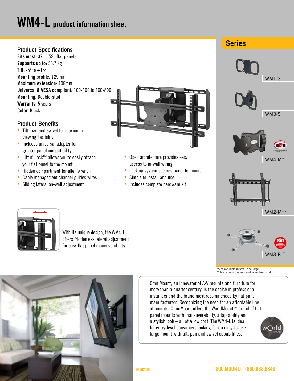 Omnimount WM4-L Sales Sheet User Manual | 3 pages