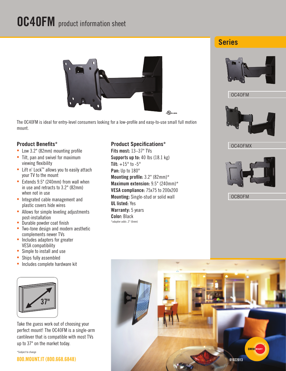 Omnimount OC40FM Sales Sheet User Manual | 2 pages