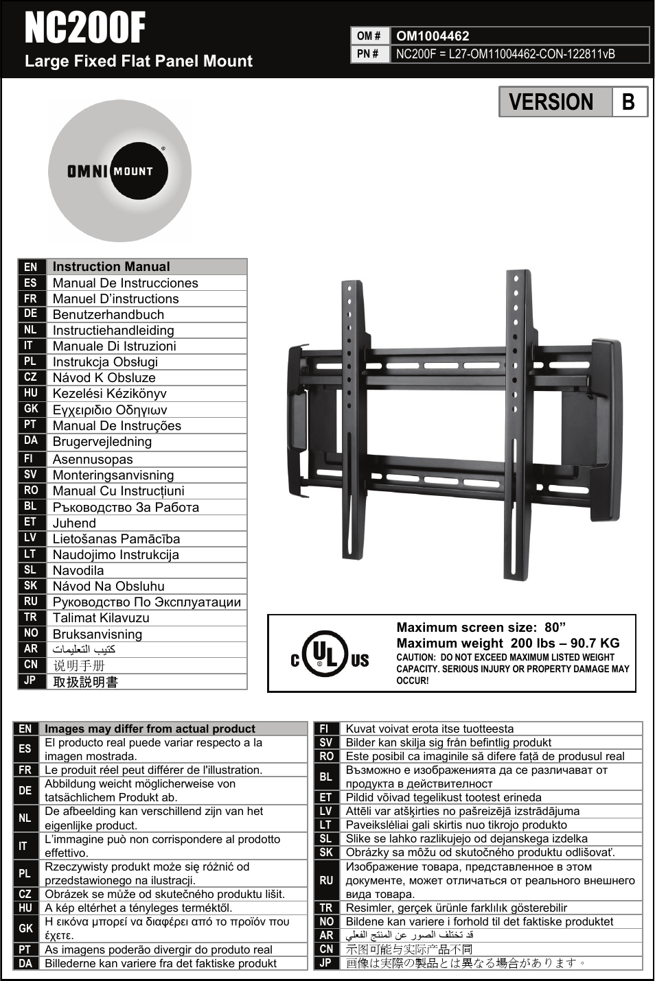 Omnimount NC200F Manual ru User Manual | 20 pages