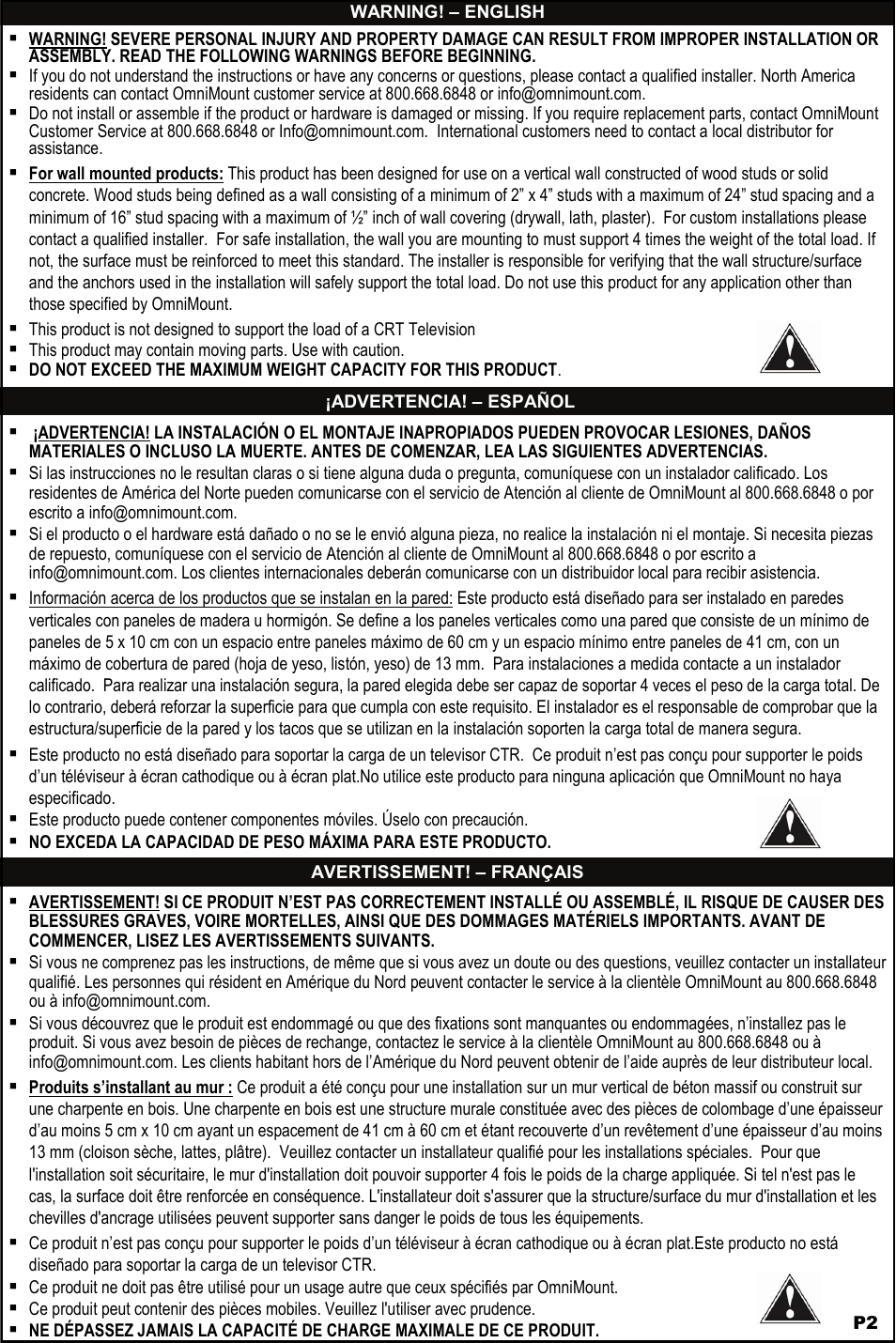 Omnimount NC200F Manual ru User Manual | Page 2 / 20