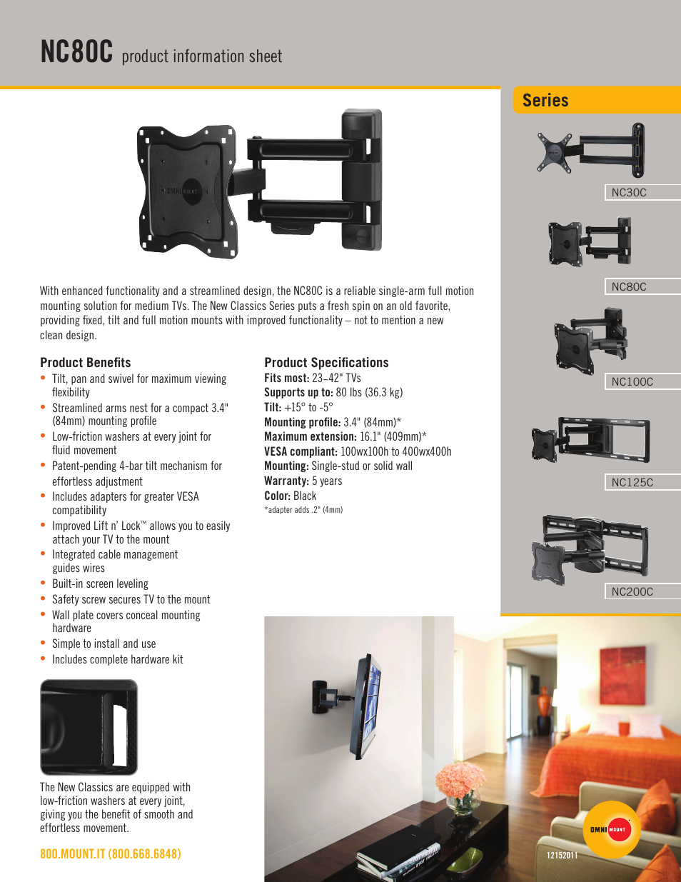 Omnimount NC80C Sales Sheet User Manual | 2 pages