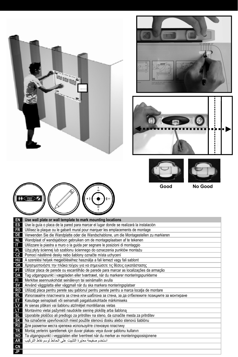 Wood stud installation 33 | Omnimount U3-Tilt Manual ru User Manual | Page 13 / 28