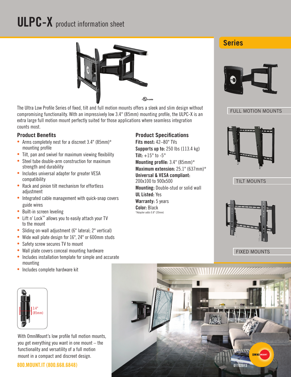 Omnimount ULPC-X Sales Sheet User Manual | 2 pages