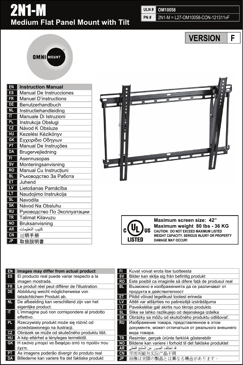 Omnimount 2N1-M Manual ru User Manual | 28 pages