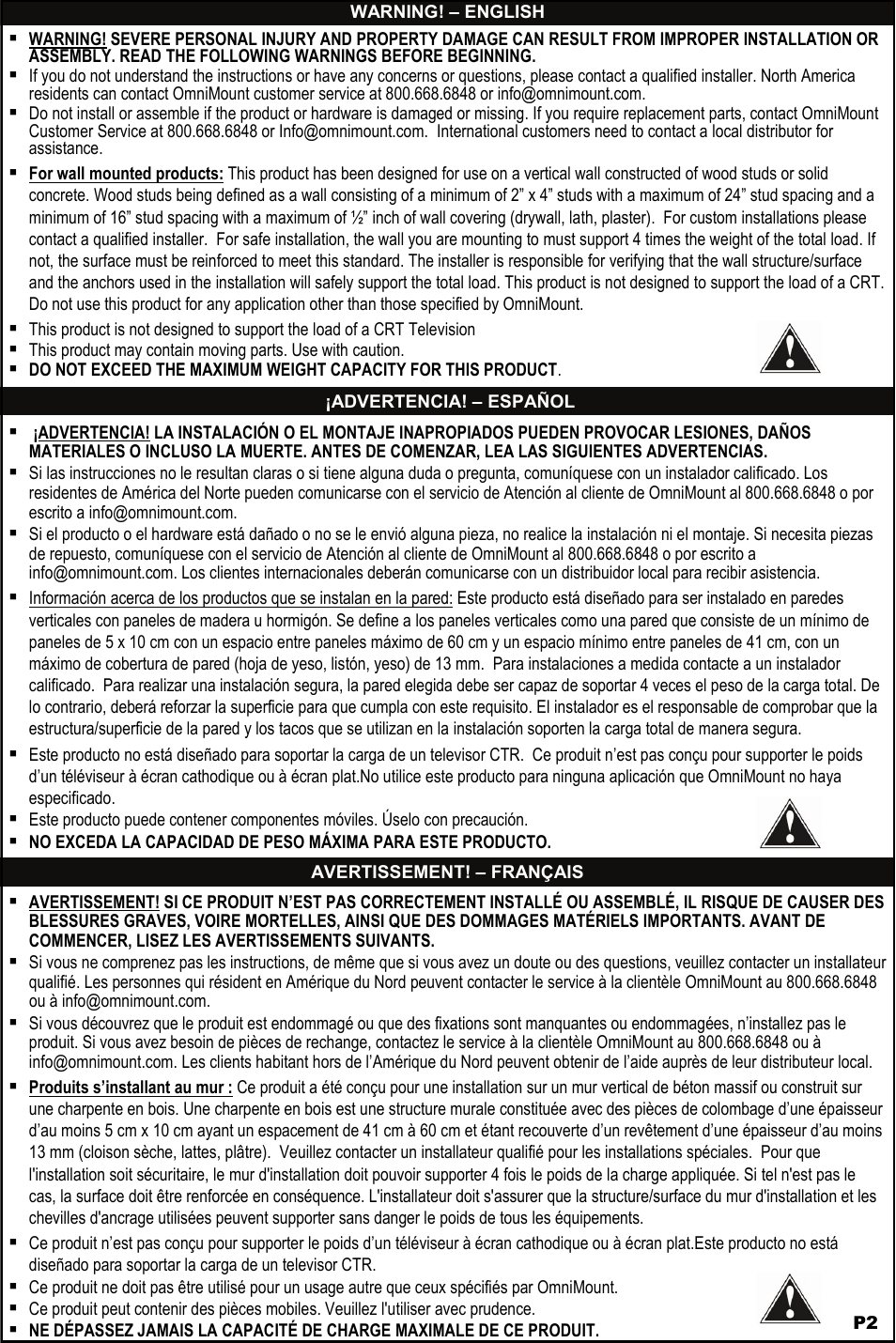 Omnimount 2N1-M Manual ru User Manual | Page 2 / 28