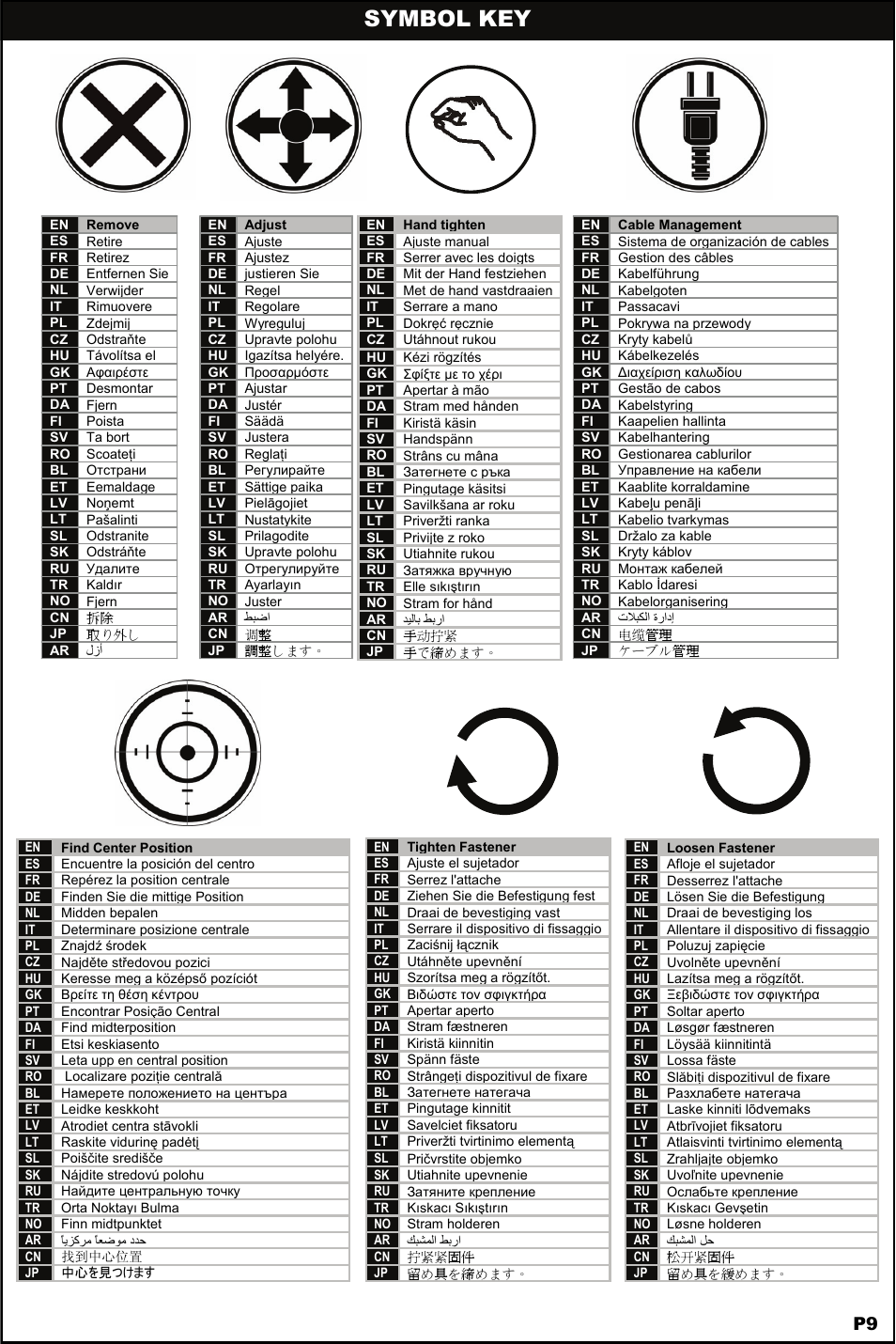 Symbol key | Omnimount 2N1-M Manual ru User Manual | Page 9 / 28