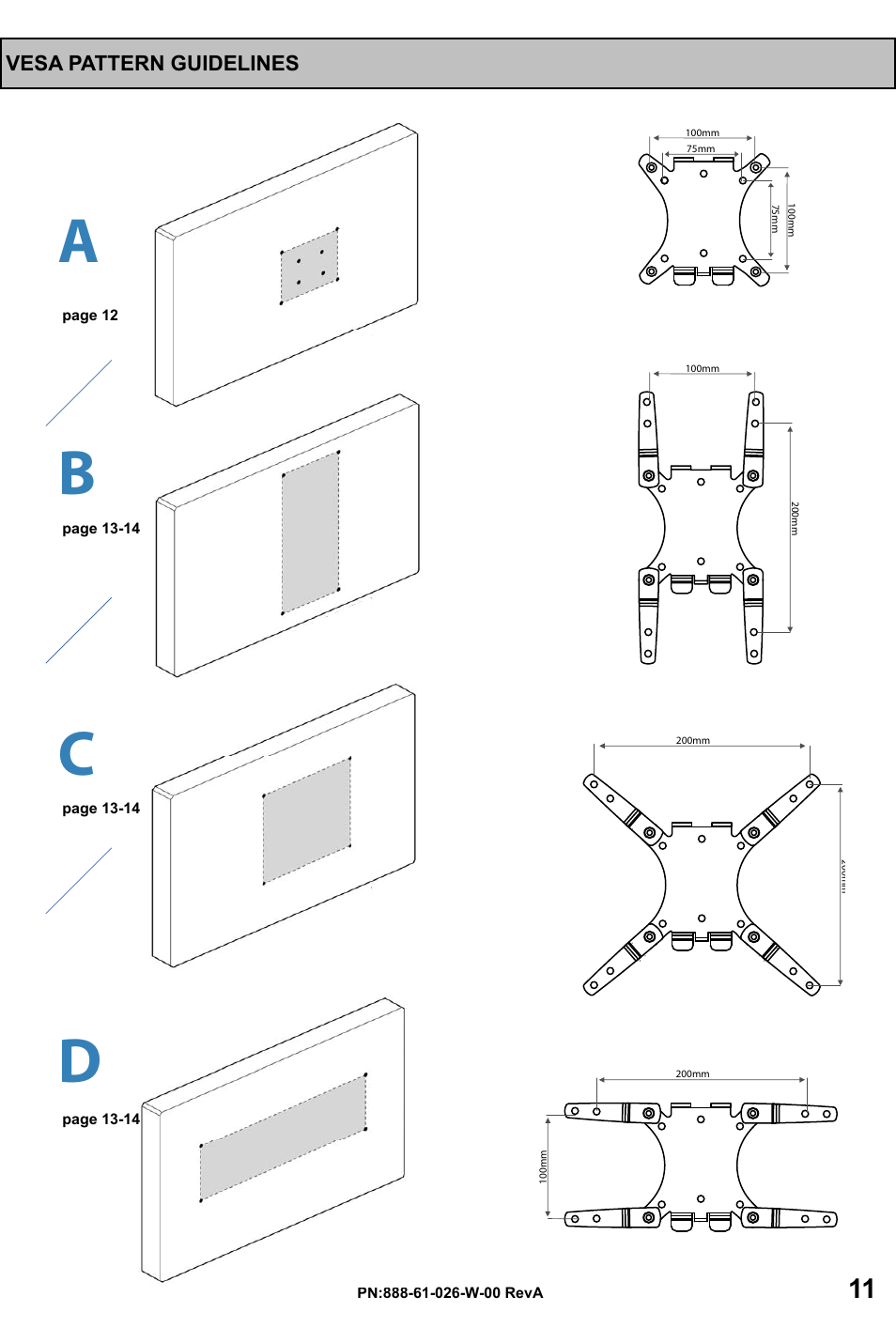 Ab c d, Vesa pattern guidelines | Omnimount OC40F Manual ru User Manual | Page 11 / 20