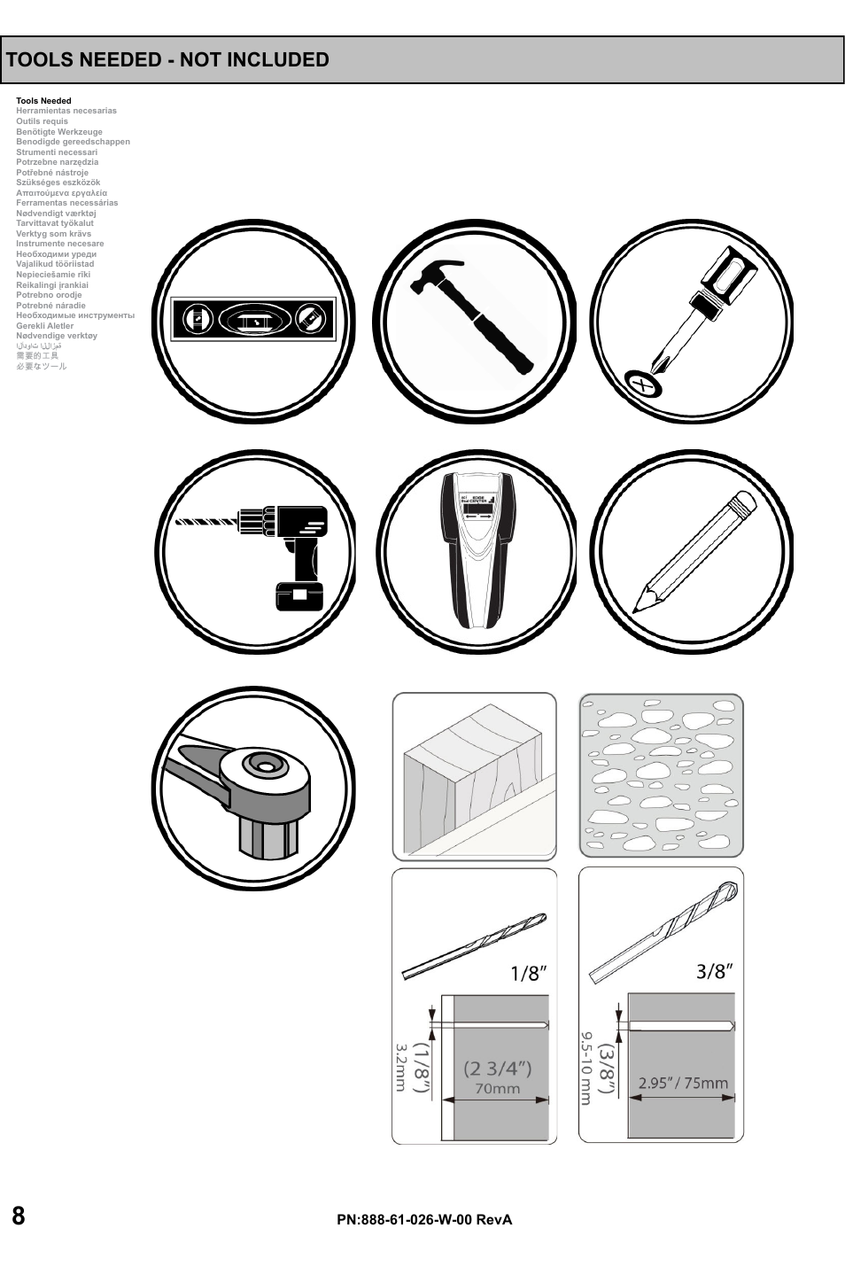 Tools needed - not included | Omnimount OC40F Manual ru User Manual | Page 8 / 20
