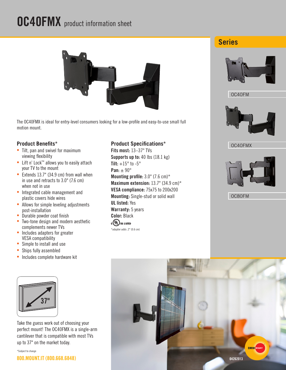 Omnimount OC40FMX Sales Sheet User Manual | 2 pages