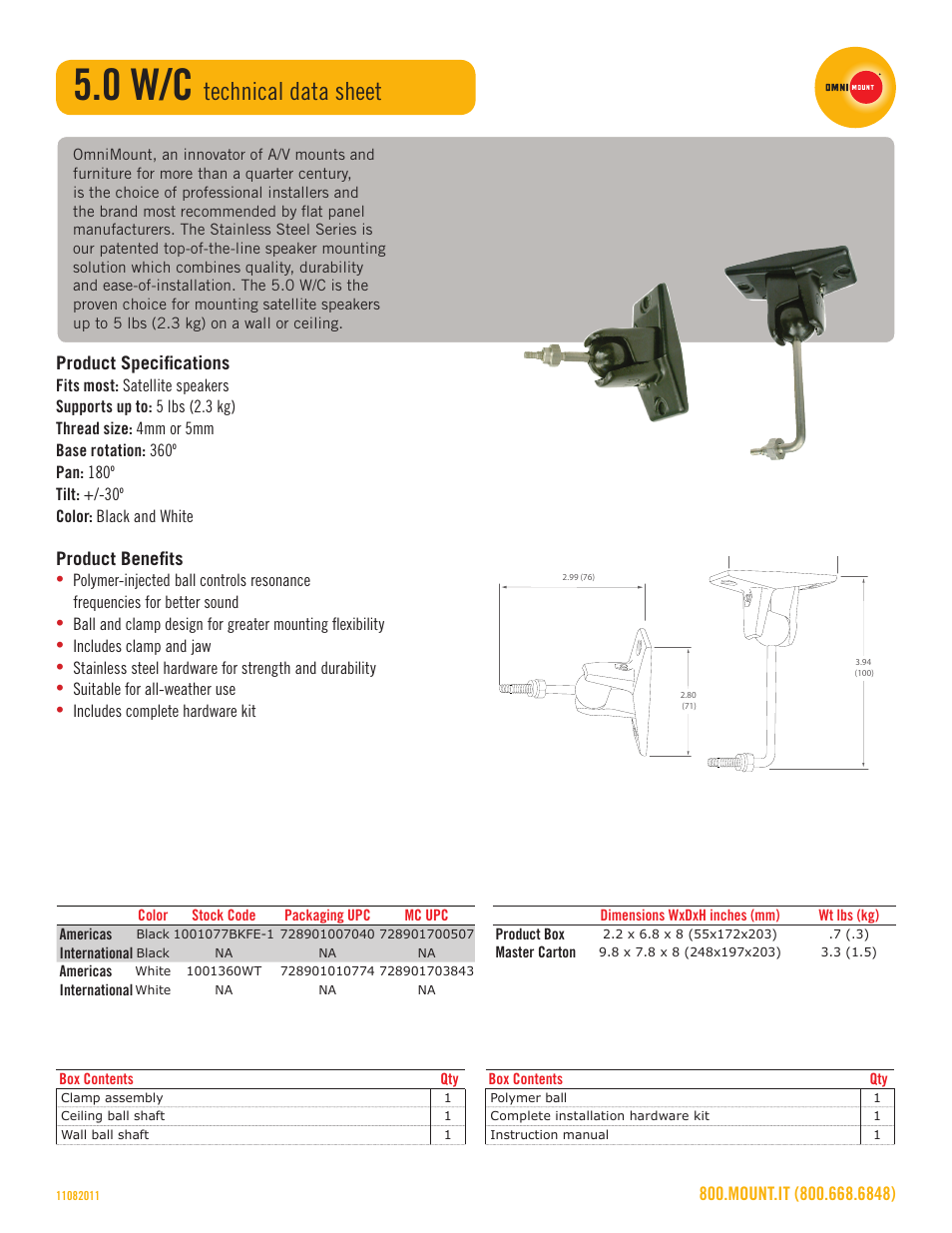 Omnimount 5.0 W_C Sales Sheet User Manual | 1 page