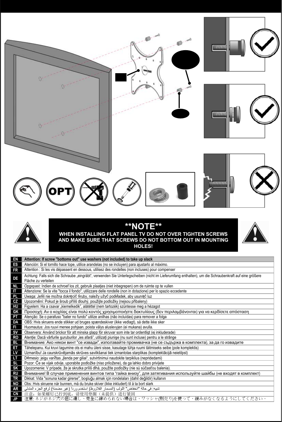 Caution! - screws bottoming out, M-a – m-f | Omnimount CL-M Manual ru User Manual | Page 23 / 36