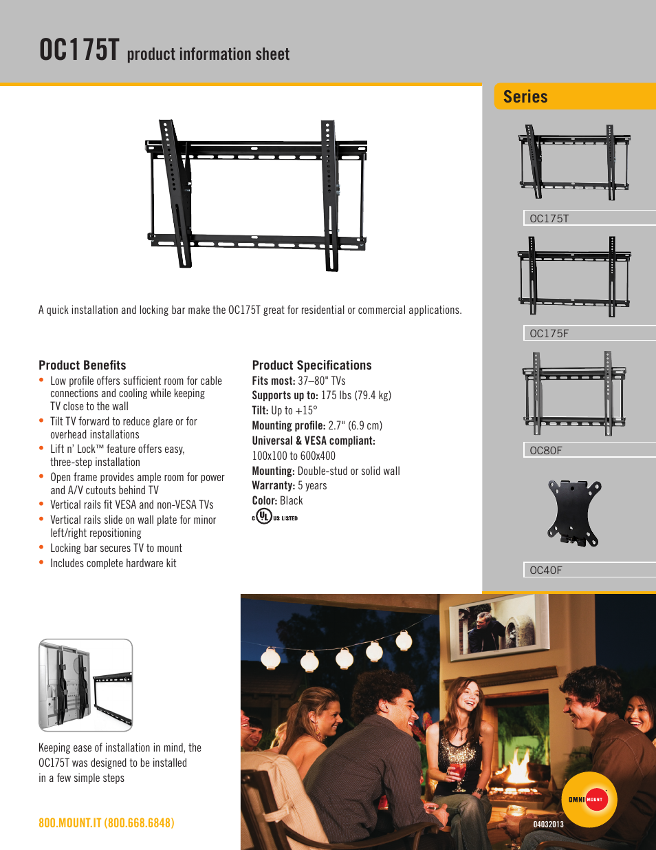 Omnimount OC175T Sales Sheet User Manual | 2 pages