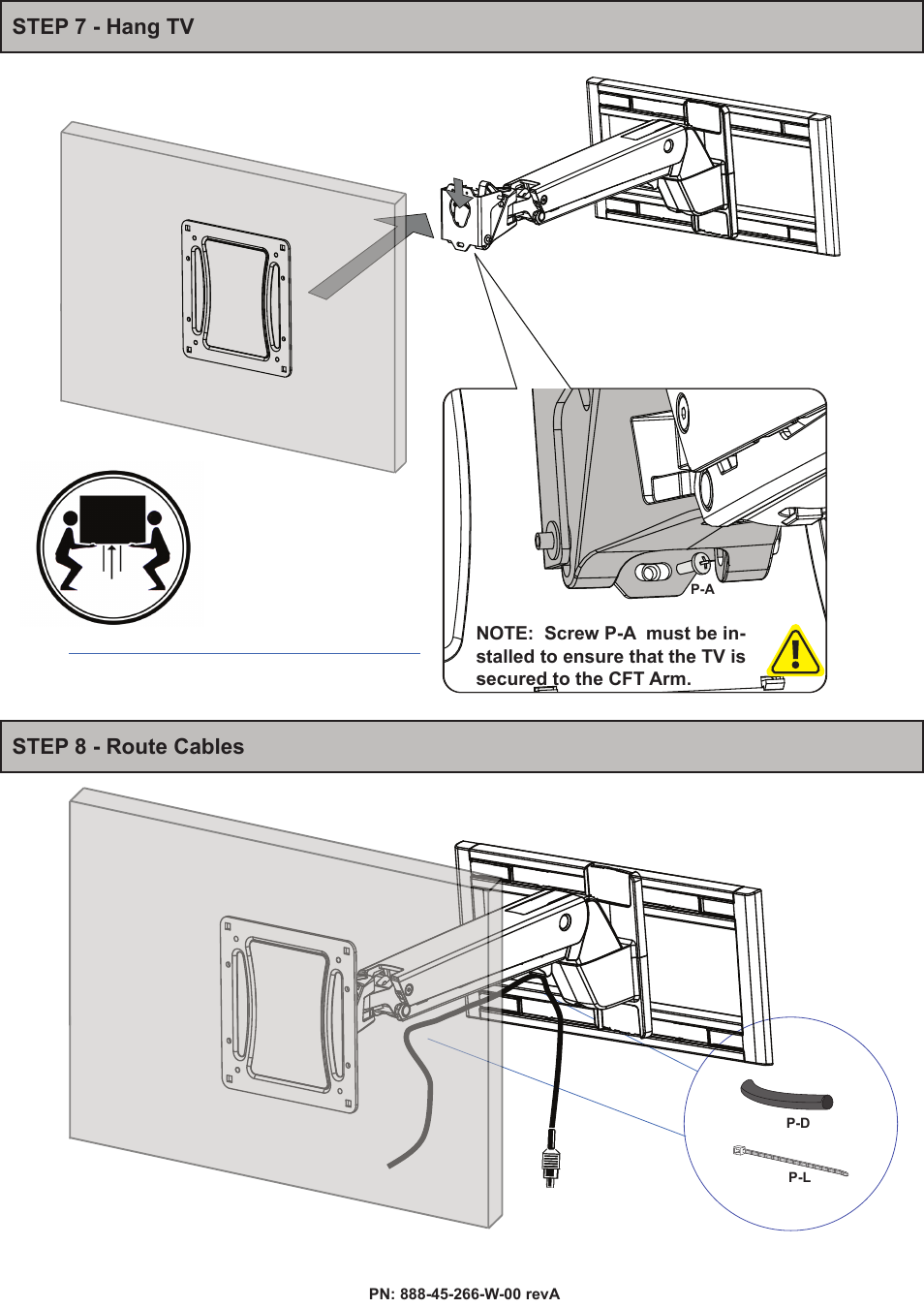 Step 7 - hang tv, Step 8 - route cables | Omnimount PLAY40DS Manual ru User Manual | Page 20 / 28