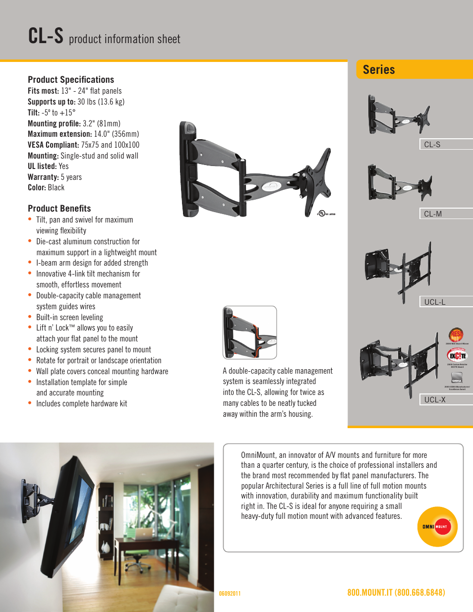 Omnimount CL-S Sales Sheet User Manual | 3 pages