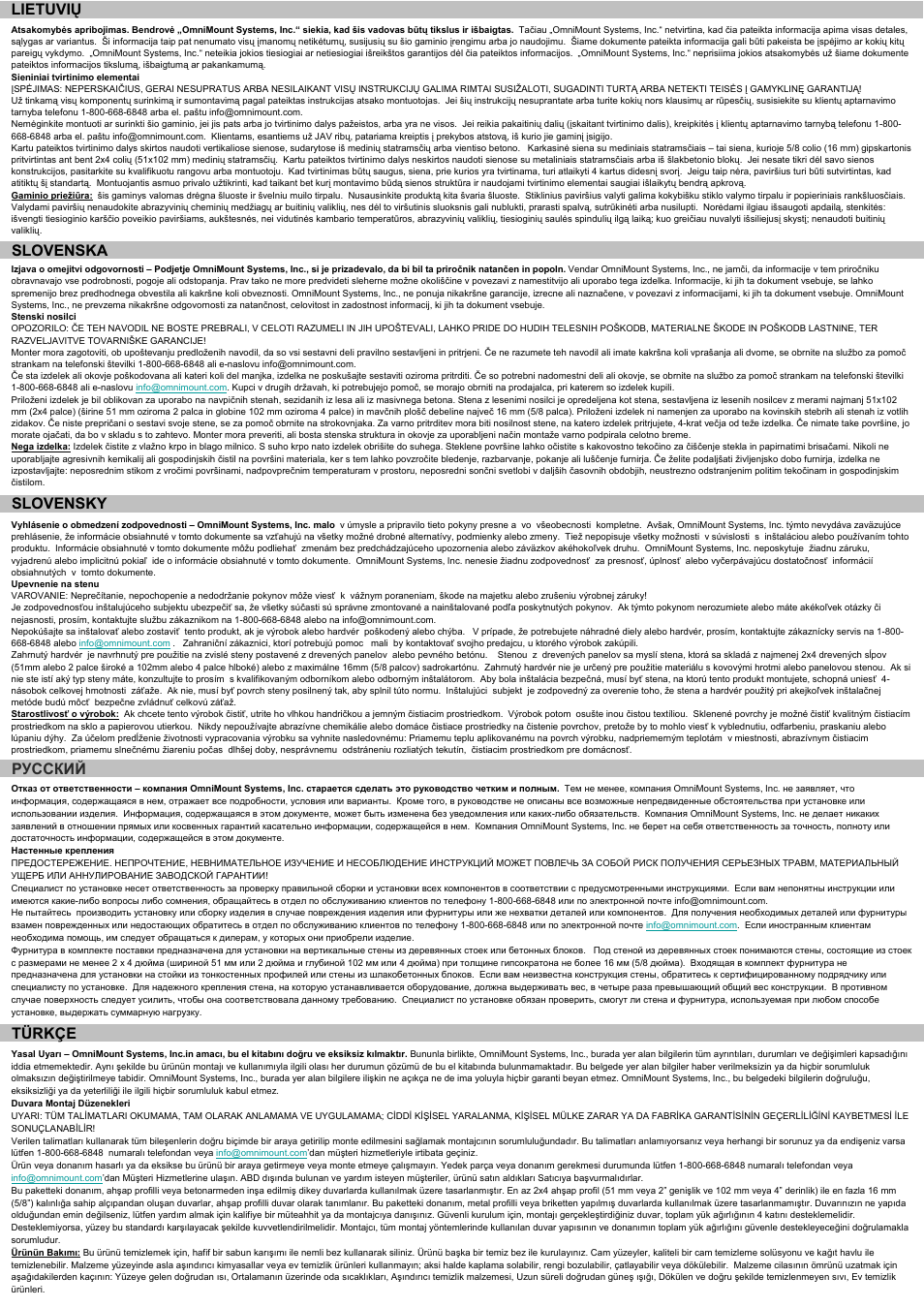 P6 русский, Türkçe, Lietuvių | Slovenska, Slovensky | Omnimount BLADE2 Manual ru User Manual | Page 6 / 24