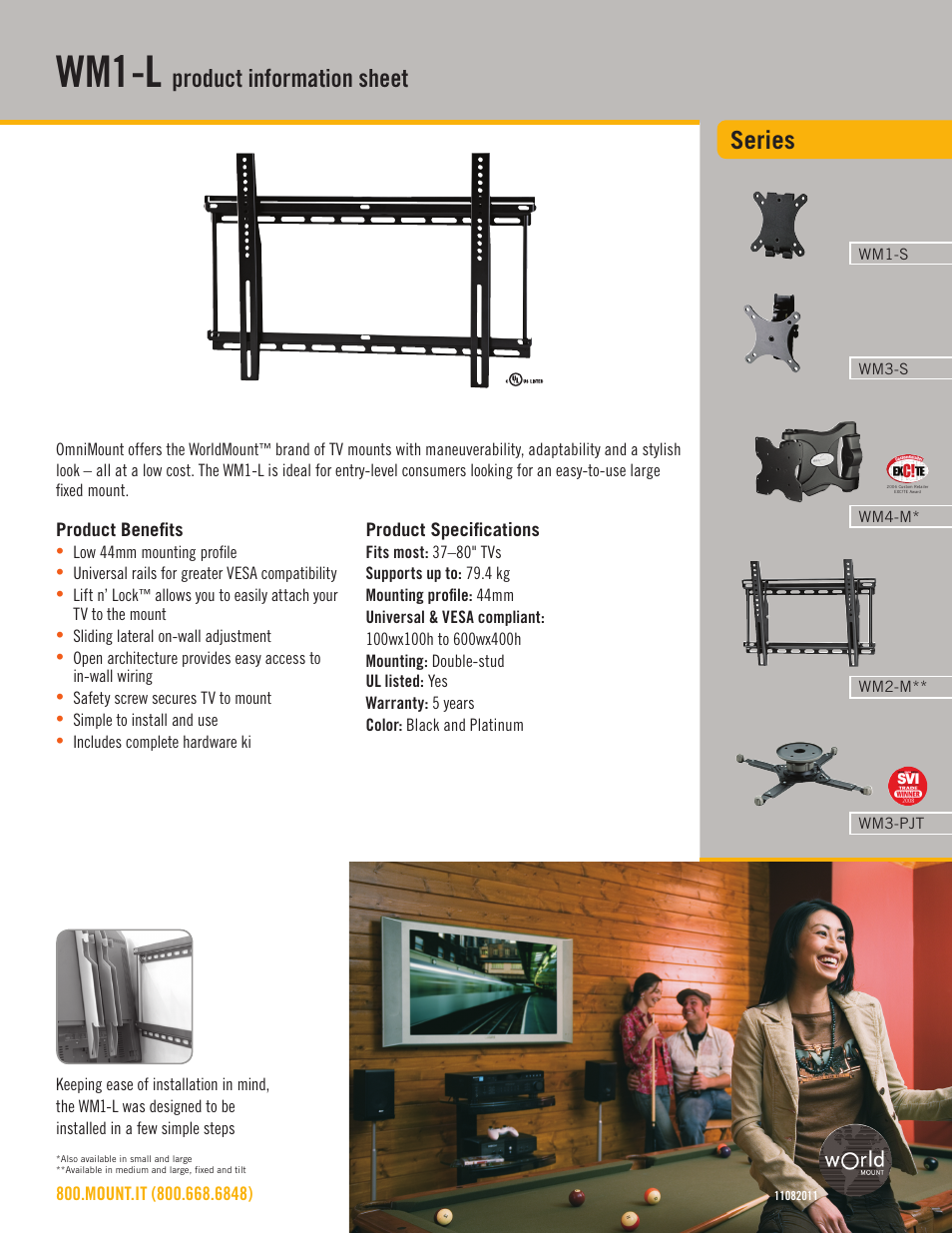 Omnimount WM1-L Sales Sheet User Manual | 2 pages