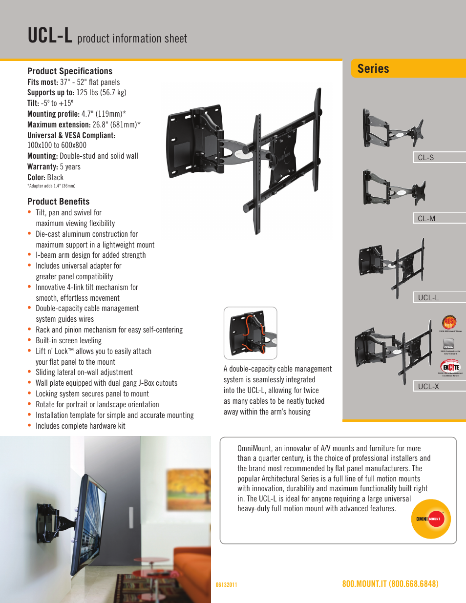 Omnimount UCL-L Sales Sheet User Manual | 3 pages