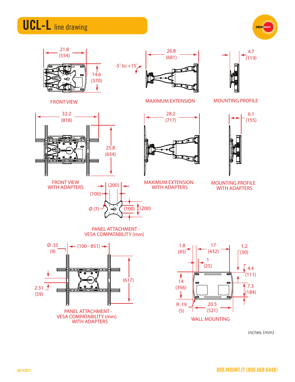 Ucl-l, Line drawing | Omnimount UCL-L Sales Sheet User Manual | Page 3 / 3